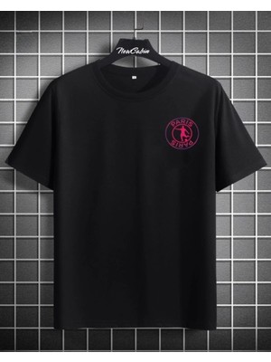 Risil-Nu Company Yeni Sezon Unisex Paris Sırt Detay Baskılı Oversize Siyah T-Shirt