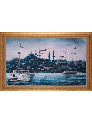 Giyense Altın Çerçeveli Paspartulu Manzara Tablo N1248