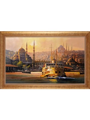 Giyense Altın Çerçeveli Paspartulu Manzara Tablo N1587