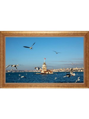 Giyense Altın Çerçeveli Paspartulu Manzara Tablo N1631