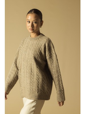 Nisan Triko Saç Örgülü Triko Kazak