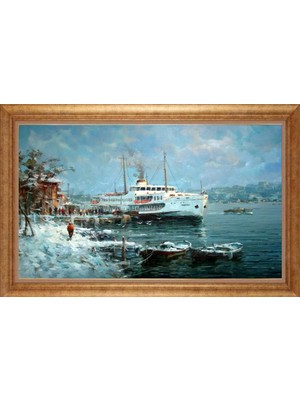 Giyense Altın Çerçeveli Paspartulu Manzara Tablo N1220