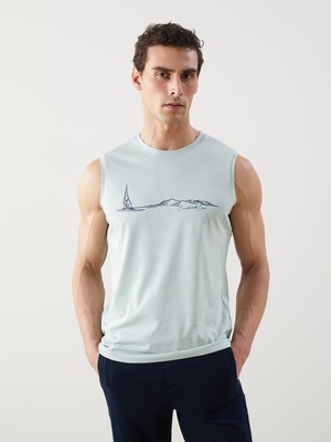 Lc Waikiki Yeni Sezon Bisiklet Yaka Baskılı Erkek Kolsuz Tişört