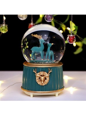 PremiumPort Işıklı Dönen Geyikli Müzikli ve Püskürtmeli Kar Küresi