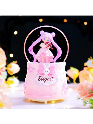 PremiumPort Büyük Boy Kar Küresi, Işıklı ve Müzikli, Püskürtmeli Kemanist Kız Tasarımı