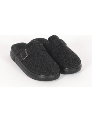 Chirpy Erkek Ev Terliği - Feltor Siyah Konforlu Tasarım Kaymaz Taban ile Düz Topuk