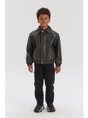 Nebbati Bg Store Erkek Çocuk Siyah Ceket Standart Kalıp Örme Kumaş ile Günlük Kullanım İçin