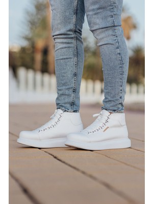 Zapatos CH258 Roma Erkek Spor Günlük Bağcıklı Cilt Bot Cbt - Beyaz