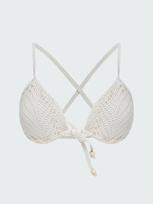 LC Waikiki Bej Dantelli Çıkarılabilir Pedli Kadın Bikini Üstü  (S6)