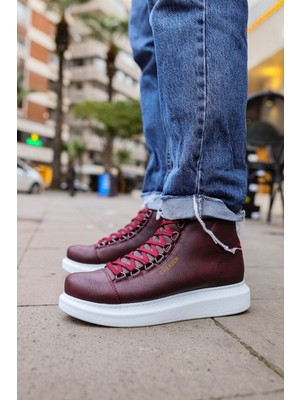 Zapatos CH258 Roma Erkek Spor Günlük Bağcıklı Cilt Bot Cbt - Bordo