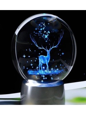 PremiumPort 3D Geyikli Renk Değiştiren Kristal Küre, Sihirli Dekor ve Hediye