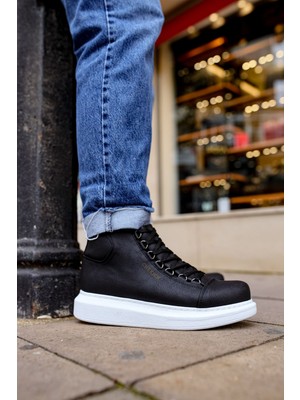Zapatos CH258 Roma Erkek Spor Günlük Bağcıklı Cilt Bot Cbt - Siyah