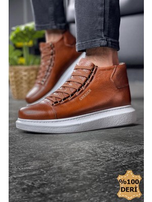 Zapatos CH258 Roma Erkek Spor Günlük Bağcıklı Hakiki Deri Bot Dbt - Taba