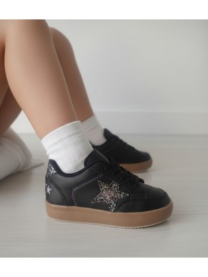 Elit Arvenzo 0457 Siyah Rahat Ipli ve Cırtlı Günlük Işıklı Kız Çocuk Ayakkabı