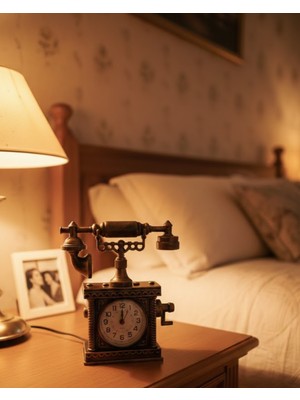 Adat ZN8808B Telefon Şeklinde Çalar Saat Bronz