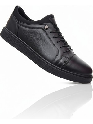 Elit Atc 1301 Siyah Hakiki Deri Ortopedik Taban Rahat Mevsimlik Erkek Ayakkabı