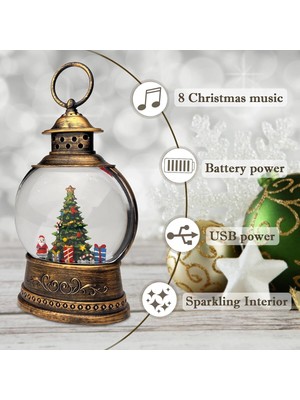 PremiumPort Işıklı Yılbaşı Kar Küresi Çam Ağacı Teması, Şık ve Parlak Dekorasyon