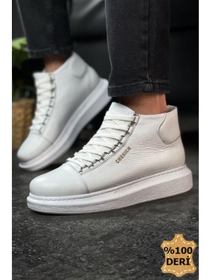 Zapatos CH258 Roma Erkek Spor Günlük Bağcıklı Hakiki Deri Bot Dbt - Beyaz