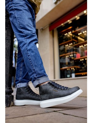 Zapatos CH258 Roma Erkek Spor Günlük Bağcıklı Cilt Bot Cbt - Antrasit