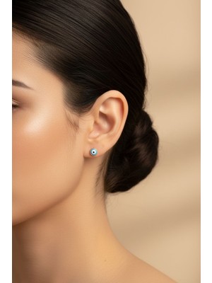 Osha Aksesuar Nazar Boncuk Küpe Altın Renk 5 mm Çap