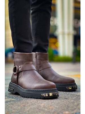 Zapatos CH227 Yukon Erkek Spor Günlük Fermuarlı Cilt Bot Cst - Kahverengi