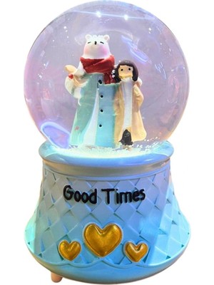 PremiumPort Şık Orta Boy Kar Küresi, Zarif Dekoratif Hediye, Buzlu Cam Tasarım