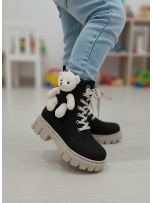 Elit 39181 Siyah Hafif Rahat Soğuk Geçirmez Ayıcıklı Kız Çocuk Bot