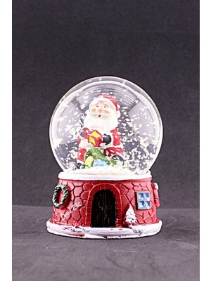 PremiumPort Yılbaşı Işıklı Kar Küresi, Noel Baba Temalı, Orta Boy, 9 cm