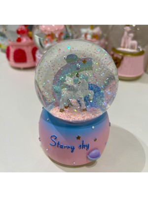 PremiumPort Işıklı ve Müzikli Unicorn Kar Küresi, Orta Boy Dekoratif Hediye