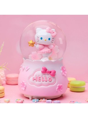 PremiumPort Hello Kitty Pembe Işıklı Müzikli Büyük Boy Kar Küresi