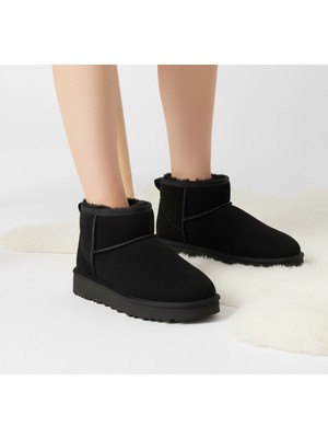 Elit Pasomia 001 Siyah Hafif Rahat Sıcak Tutar Içi Kürklü Kadın Bot