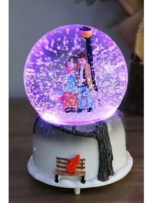 PremiumPort Buz Kristali Sokak Lambası, 14CM Işıklı Kar Küresi, Dekoratif Aydınlatma