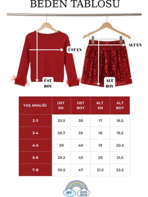 My Kids Wear Kız Çocuk Bayramlık Kırmızı Payet Etek Takımı 12531