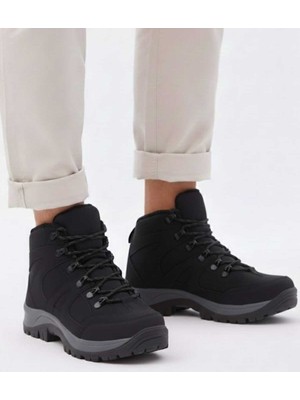 Elit 3017 Siyah Hafif Rahat Kaymaz Taban Soğuk Geçirmez Erkek Bot