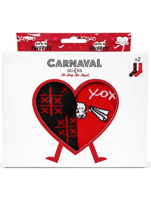 Carnaval Socks Sevgililer Günü 2’li Çorap Seti Kutulu – Kadın Erkek Unisex Romantik Desenli Hediye Çorap