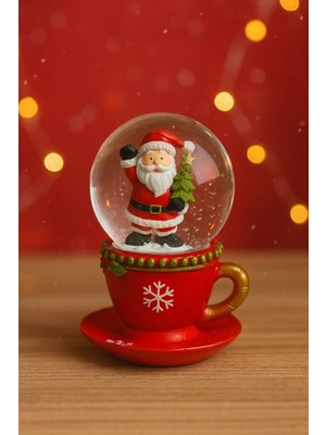 PremiumPort Beyaz Kar Küresi, Noel Baba Teması, Şık Dekoratif Süs, Hediye Seçeneği