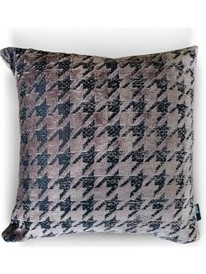 Storemax Taupe Houndstooth Kazayağı Desenli Dekoratif Kırlent/yastık Kılıfı 45X45 CM,%100 Polyester Döşemelik Kumaş