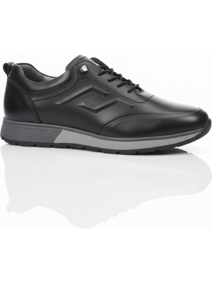 Elit Alvino 7171 Siyah Hakiki Deri Ortopedik Rahat Lastikli Mevsimlik Erkek Ayakkabı