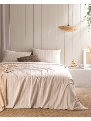 Madame Coco Amelia Tek Kişilik Pamuklu Armürlü Nevresim Takımı - Taş