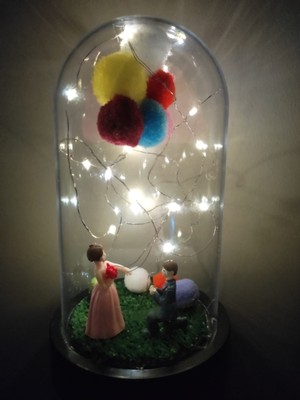 PremiumPort LED Işıklı Fanus, Bahçe Dekor, Özel Tasarım, Sevgili ve Eş Için Hediye