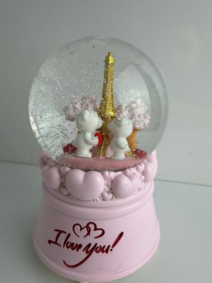 PremiumPort Büyük Boy Müzikli Kar Küresi ve Ayıcık Figürlü, Renkli Işık ve Kar Püskürtmeli