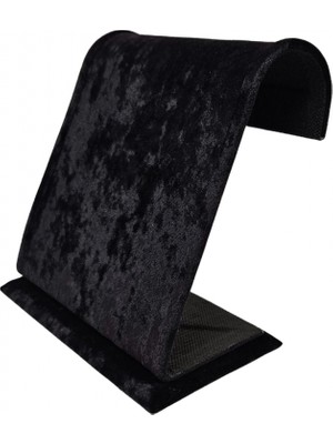 Özer Kutu Dik Geniş S Bileklik&zincir Standı Süet 12 Metal Askılı (17 Cm) Siyah