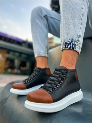 Zapatos CH258 Roma Colourful Erkek Spor Günlük Bağcıklı Cilt Bot Cbt - Siyah/taba