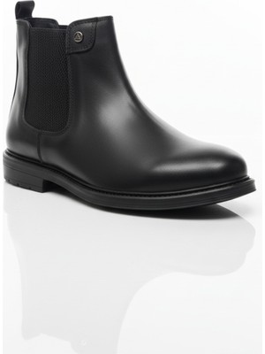 Elit Zöngürler 7719 Siyah Hakiki Deri Ortopedik Sıcak Tutar Klasik Erkek Bot