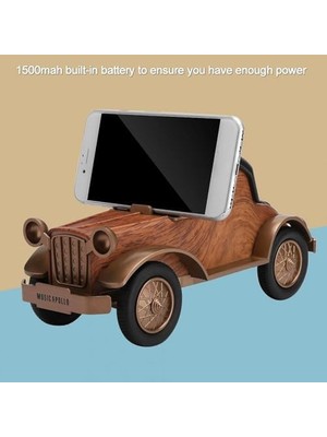Storemax Retro Ahşap Araba Şekilli Kablosuz Bluetooth Hoparlör – 1800MAH Şarjlı, 10W Güçlü Ses, Usb/tf/aux Destekli, Hi-Fi, Telefon Standlı Dekoratif Nostaljik Müzik Hoparlörü | A9