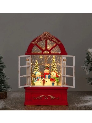 PremiumPort Pencereli Kardan Adamlı Işıklı Müzikli Kar Küresi, Eğlence ve Dekorasyon