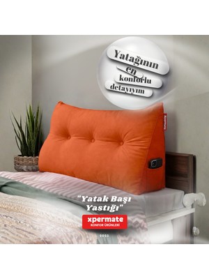 Xpermate Yatak Başı Yastığı Sırt ve Bel Destek Yastığı 120 cm Yaslanma ve Dinlenme Yastığı Turuncu