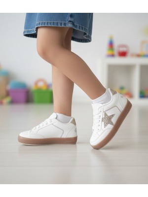 Elit Arvenzo 0457 Beyaz Rahat Ipli ve Cırtlı Günlük Işıklı Kız Çocuk Ayakkabı