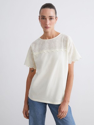 Lc Waikiki Yeni Sezon Bisiklet Yaka Nakışlı Kadın Bluz