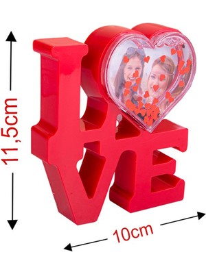 PremiumPort LED Işıklı Love Kar Küresi ve Fotoğraf Çerçevesi Hediye